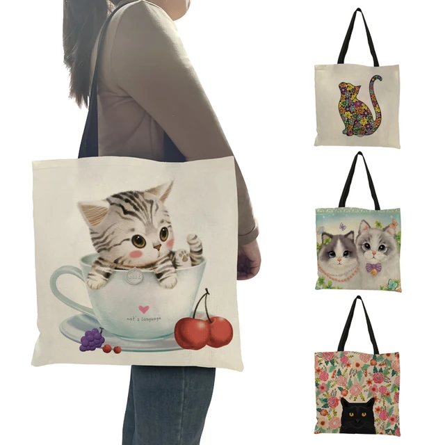 Cute cartoon embroidered stereo cat messenger bag from Harajuku fashion