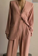 

Fashion Pink Ladies Suit Blazer Spring Summer Women Suits Office Wear Female Work Wear Office Suit 2 Pieces Suits(Jacket+Pants)