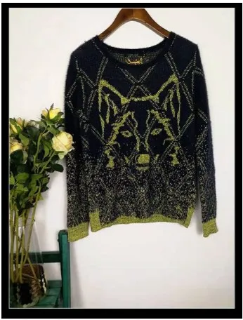 Carater espanhol новосс граус Impressos Blusas De Malha para o Outono e Inverno de - Цвет: 26
