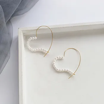 

Women's earrings 2019 new pearl earrings beautifully beaded brief lines geometric golden earrings jewelry gifts