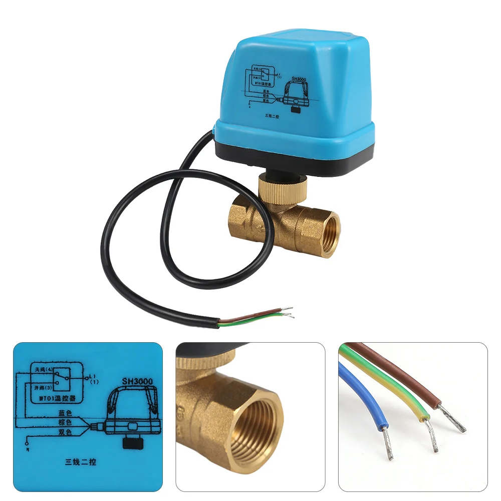 

220V 12V Electric Motorized Thread Ball Valve Air-conditioning Water System Controller 2/3-way 3-wire 1.6Mpa DN15 DN20 DN25