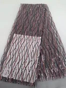

New Design African Lace Fabric High Quality French Embroidered Tulle Lace Fabric with Sequins FD128