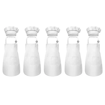 

10-Piece Children's Apron and Chef Hat Set Adjustable Children's Kitchen Apron for Cooking and Painting