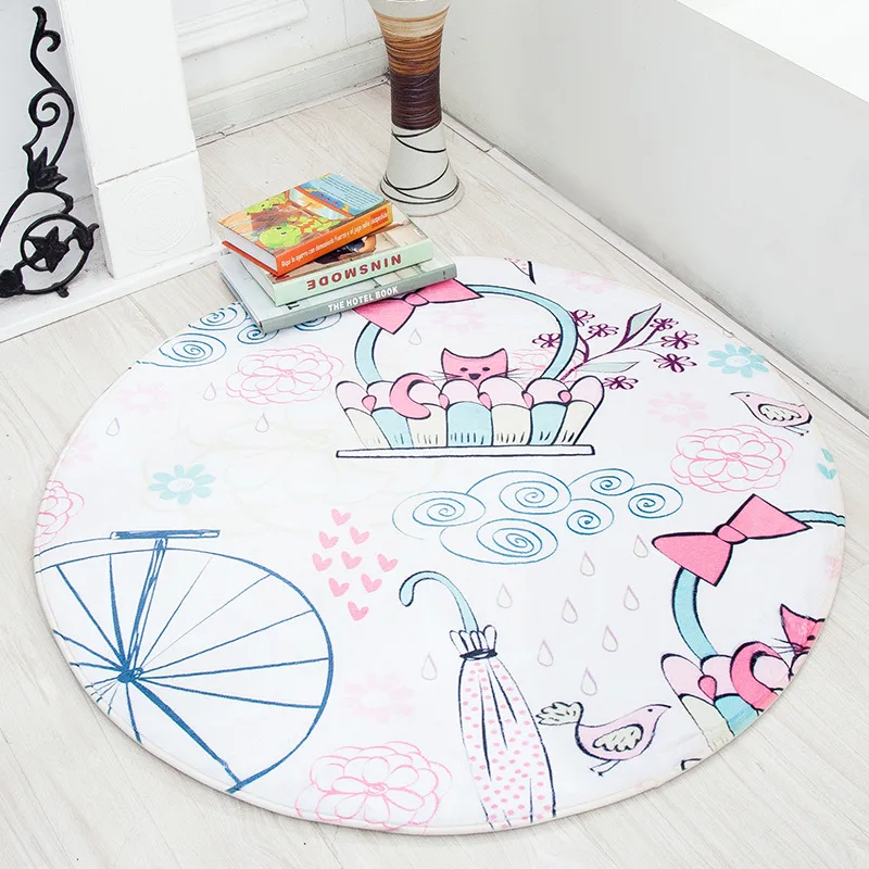 Cilected круглый ковер с рисунком кролика для гостиной, спальни, кофейный столик кресло, Детский мягкий коврик для ползания 100X100 см - Цвет: NG025-6