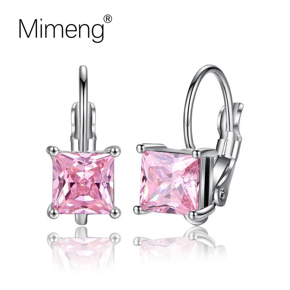 Mimeng Весна новые серьги женские трехцветные квадратные модные циркониевые