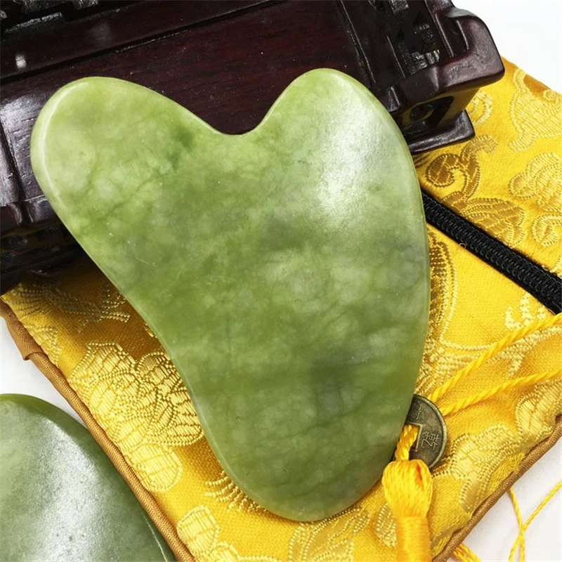 Natural Jade Guasha masajeador piedra Gua Sha Junta herramienta de belleza cuidado de la salud Guasha raspador de cara de meridiano de masaje raspado