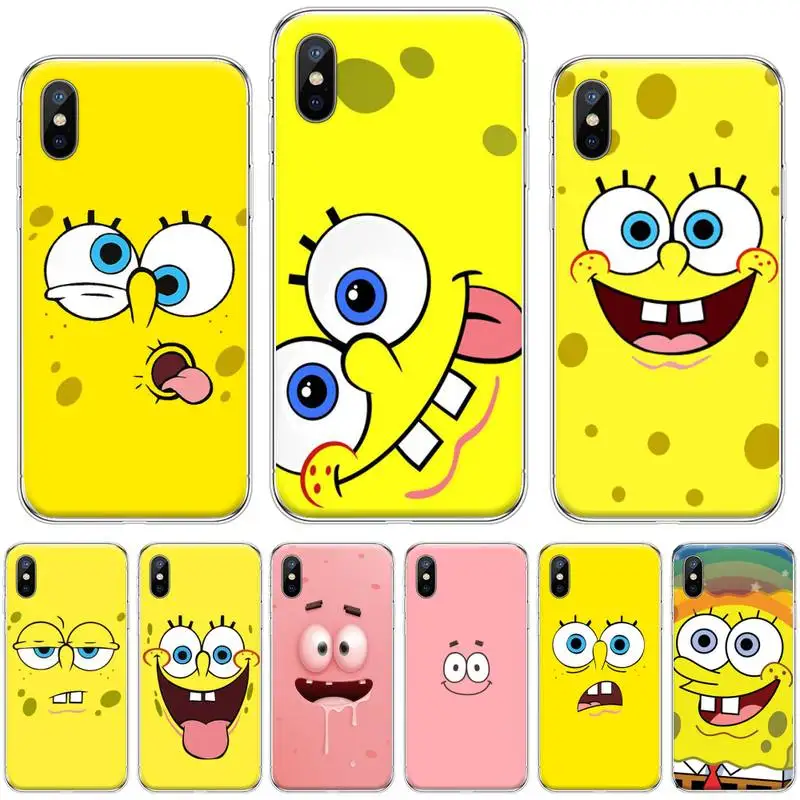 SpongeBob Cute Cartoon Bling Cute Phone Case For iphone 12 5 5s 5c se 6 6s 7 8 plus x xs xr 11 pro max