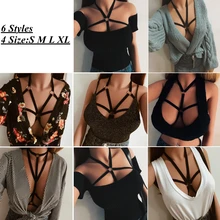 1 шт. 6 стилей пикантные Для женщин мягкий полиэстер ремень нижнее белье, бандажный бюстгальтер полые клетка жгут бюстгальтер, чашечки расположены рядом, пуш-ап, кроп-топы летние пляжные бюстье