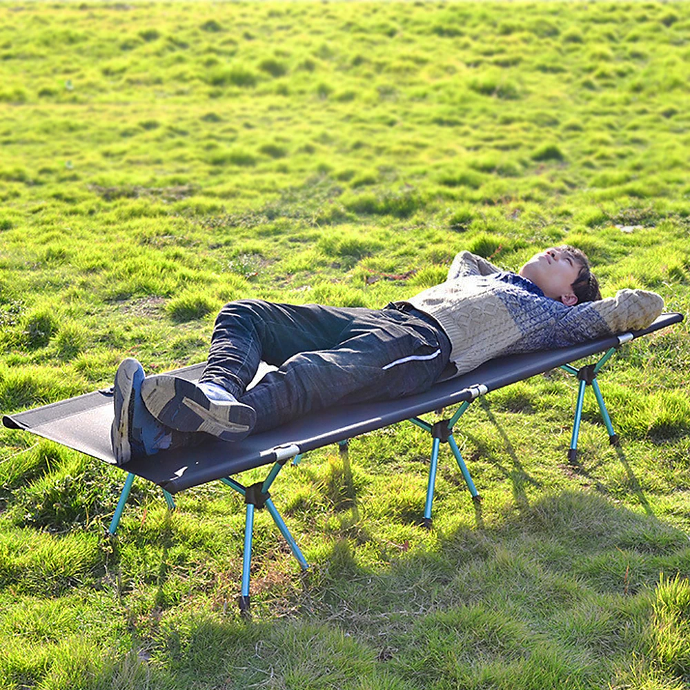 

Aluminum Camping Cot 120KG Camping Bed Single Person Outdoor Sleeping Pad Hiking Backpacking Folding Tent Bed Cot Foldable Bed