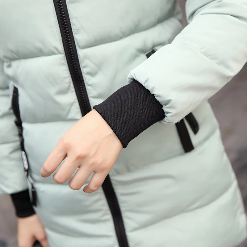 С капюшоном размера плюс 3XL Длинная женская зимняя куртка с меховым воротником теплая Толстая парка с хлопковой подкладкой Женская мода Женское пальто