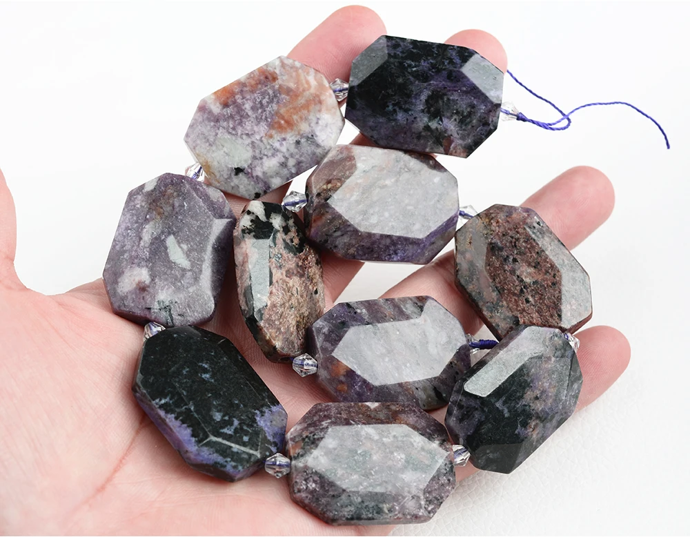 2 strands 25x30mm Natural Purple Charoite Faceted Nugget Loose Beads 16