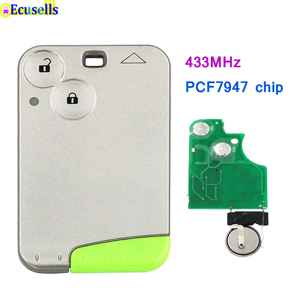 New Remote Car Key Fob 2 Button 433Mhz PCF7947 for Renault Laguna Vel-Satis