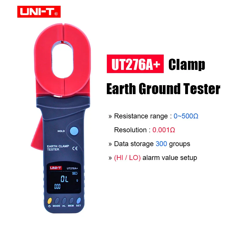 UT276A Зажим заземления тестер UNI-T UT276A+ UT278A+ Автоматический диапазон сопротивления заземления тестер Ом метр хранения данных визуальный/звуковой сигнал тревоги - Цвет: UT276A