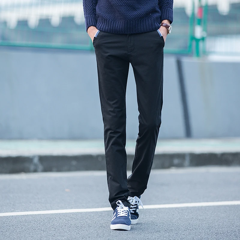 Skup Spodnie męskie nowe 2018 męskie spodnie na co dzień bawełniane męskie spodnie męskie długie proste Khaki Plus Size spodnie męskie Slim biznesowe spodnie od garnituru