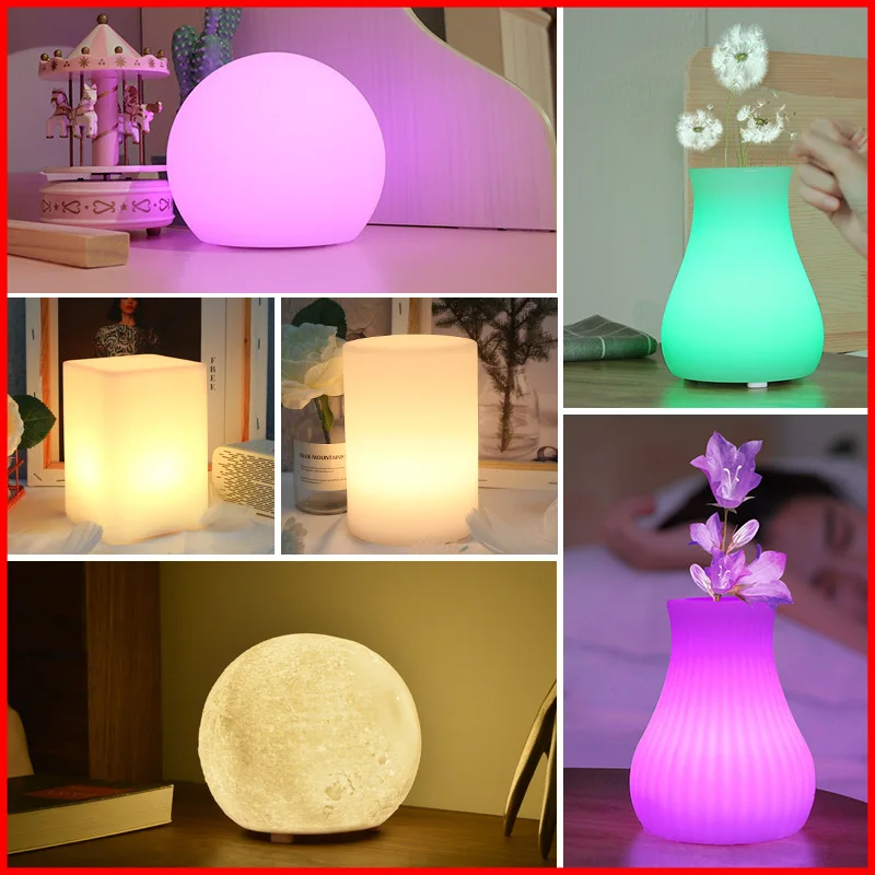 Светодиодная умная ваза с голосовым управлением, Ночной светильник, RGB, Wifi, приложение, пульт дистанционного управления, затемняемый Настольный светильник для Google Home, Amazon Alex, умная настольная лампа