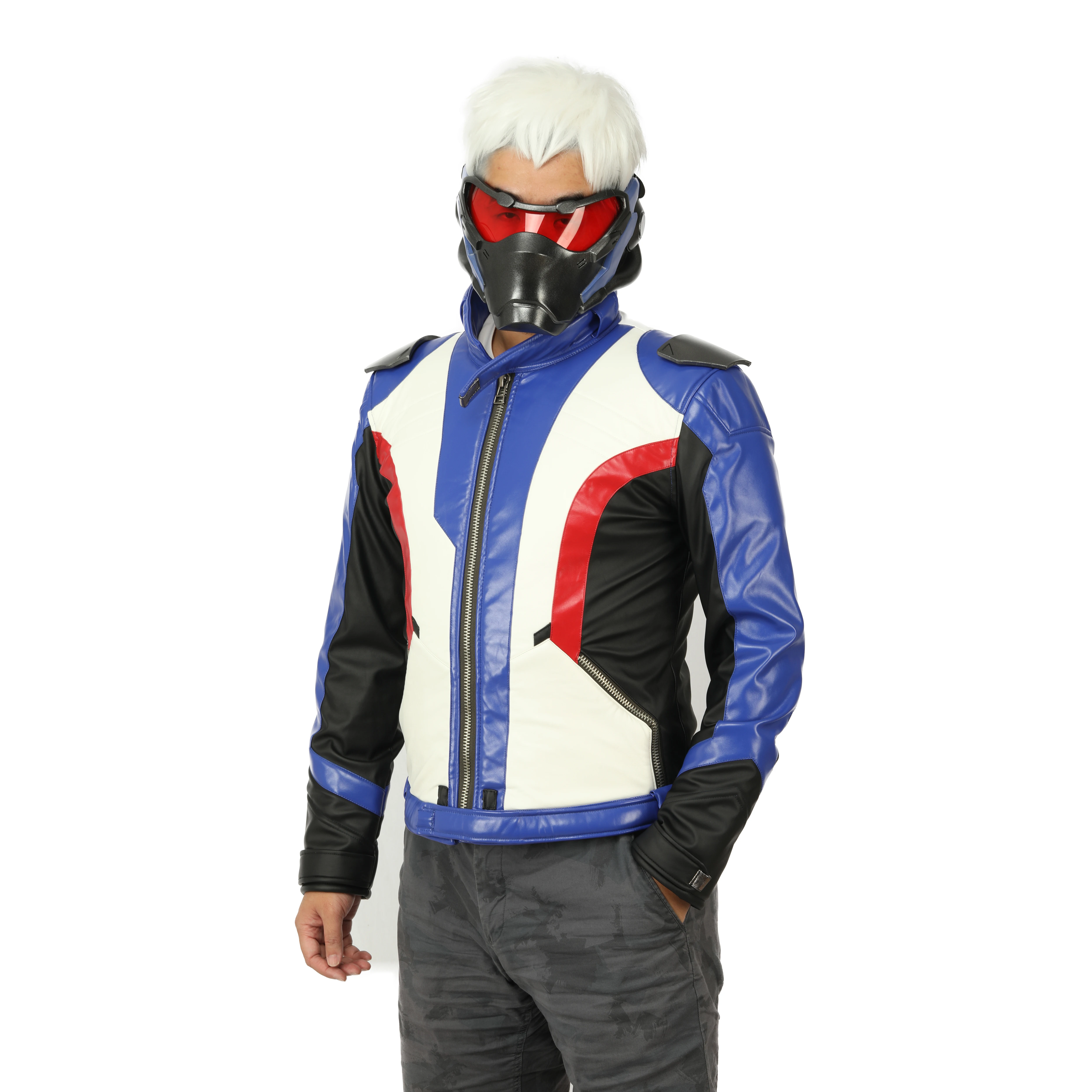 COSTHEME Overwatch Soldier 76 куртка, Официальный лицензированный, вышитый PU кожаный игровой костюм для мужчин/подростков