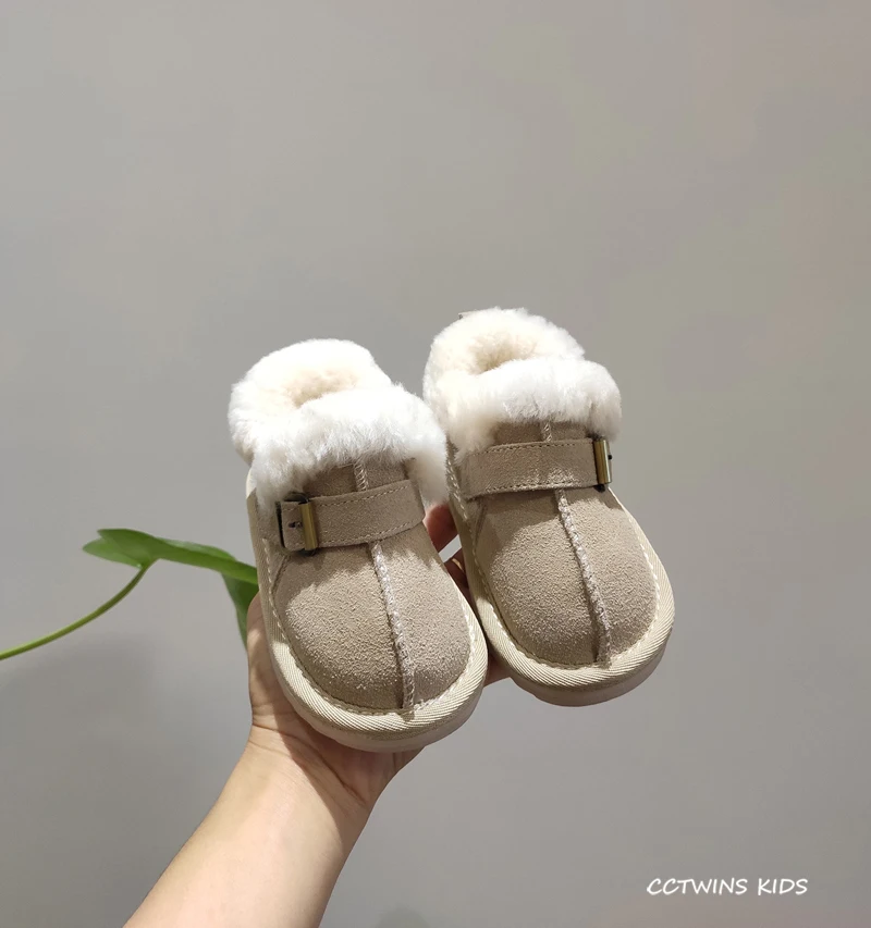 CCTWINS/детская обувь; коллекция года; Сезон Зима; модные теплые зимние ботинки для девочек из натуральной кожи; мягкая обувь для малышей; черные короткие ботинки; SNB045