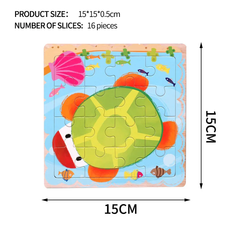 15x15 см деревянная игрушка-головоломка Животные Сова мультфильм самолет школьный автобус Детская Головоломка обучающие игрушки-пазлы для детей Рождественский подарок - Цвет: 2D-16P-XF-1674