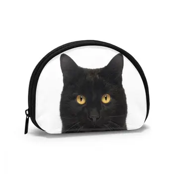

Women's Wallet Short Women Coin Purse Fashion Wallets For Woman Card Holder Small Ladies Wallet Female Black Cat Image