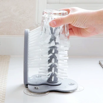 

Glass Washer Sink Suction Cup Base Cleaning Bottle Glass Brush Bathroom Tool Creative Suction Wall Lazy Cup Brush Glass Cleaning