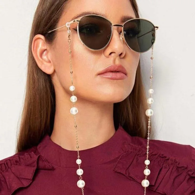 2020 Fashion Reading Glasses Chain For Women Chic Metal Sunglasses Cords Casual Pearl Beaded Eyeglass Chain For Glasses Women