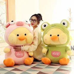 Pato de ácido hialurónico, rojo y amarillo de red de pato muñeco de peluche, almohada para dormir, regalo, novedad de 2022