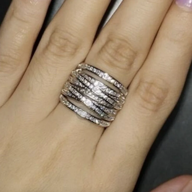 Wedding Ring Luxury fashion female engagement bride love US Size 6-12