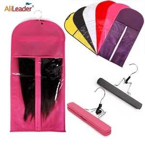 Alileader-Bolsa de almacenamiento de pelucas con colgador, soporte de almacenamiento para postizos, no tejida, transparente, accesorios para pelucas