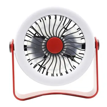 

Simple Table Tiny Round Fan Quiet Operation with Light Adjustable Tilt 360 Degree Rotating USB Rechargeable Household Appliances