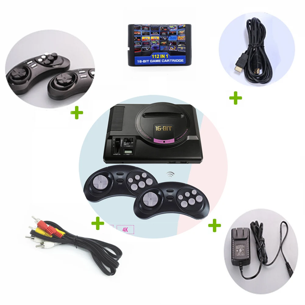 16 бит MEGADRIVE 1 MD Genesis совместимая машина с 126в1 игровая карта SEGA 720 dpi высокое разрешение с беспроводными геймпадами