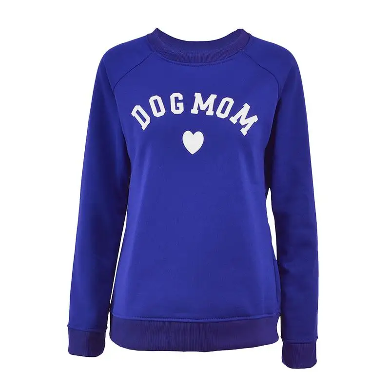  Dog Mom Women's Plus Velvet Fashionable Long Sleeve Casual Sweatshirt Printing Heart-shaped Print K
