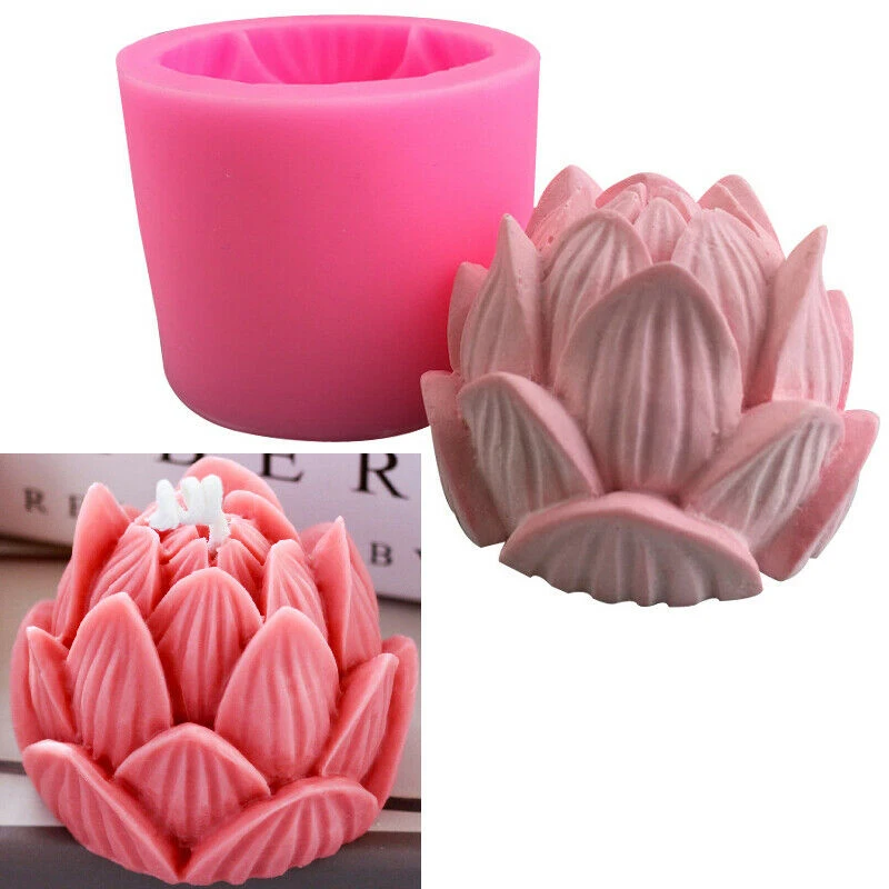 3D Lotus Holder Mold Aromatherapy Candle Silicone Mould DIY Handmade Craft Flower Shape Soap Plaster Wax Home Decoration | Дом и сад