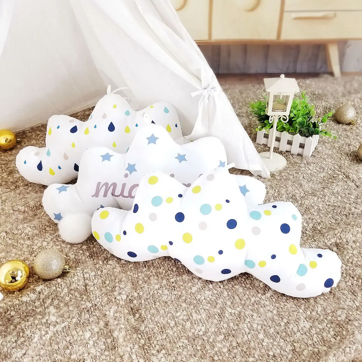 INS Wind Northern European-Style Cloud Pillow CHILDREN'S Room zhuang shi zhen Rain Star Plaid Unicorn Hanging Decoration Back Cu