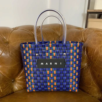 

Plaid Pattern Handwoven Handbags for Women 2020 Popular Luxury Handbags Women Bags Designer Ladies Purses and Handbags marni bag