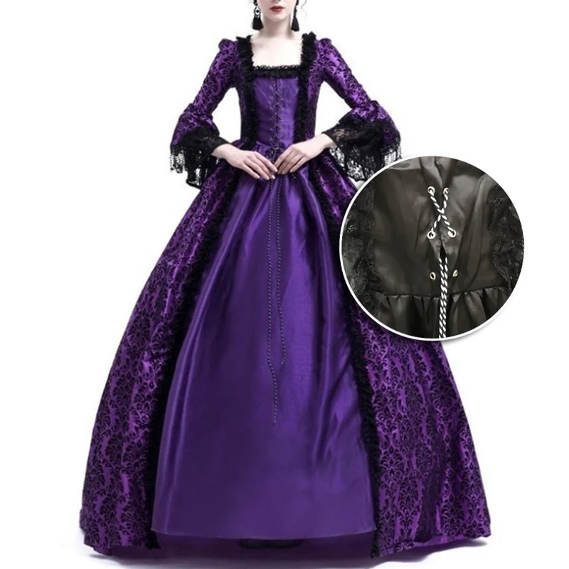 

Medieval Vintage Renaissance Dress Bell Sleeve Cosplay Polyester Fiber+Lace