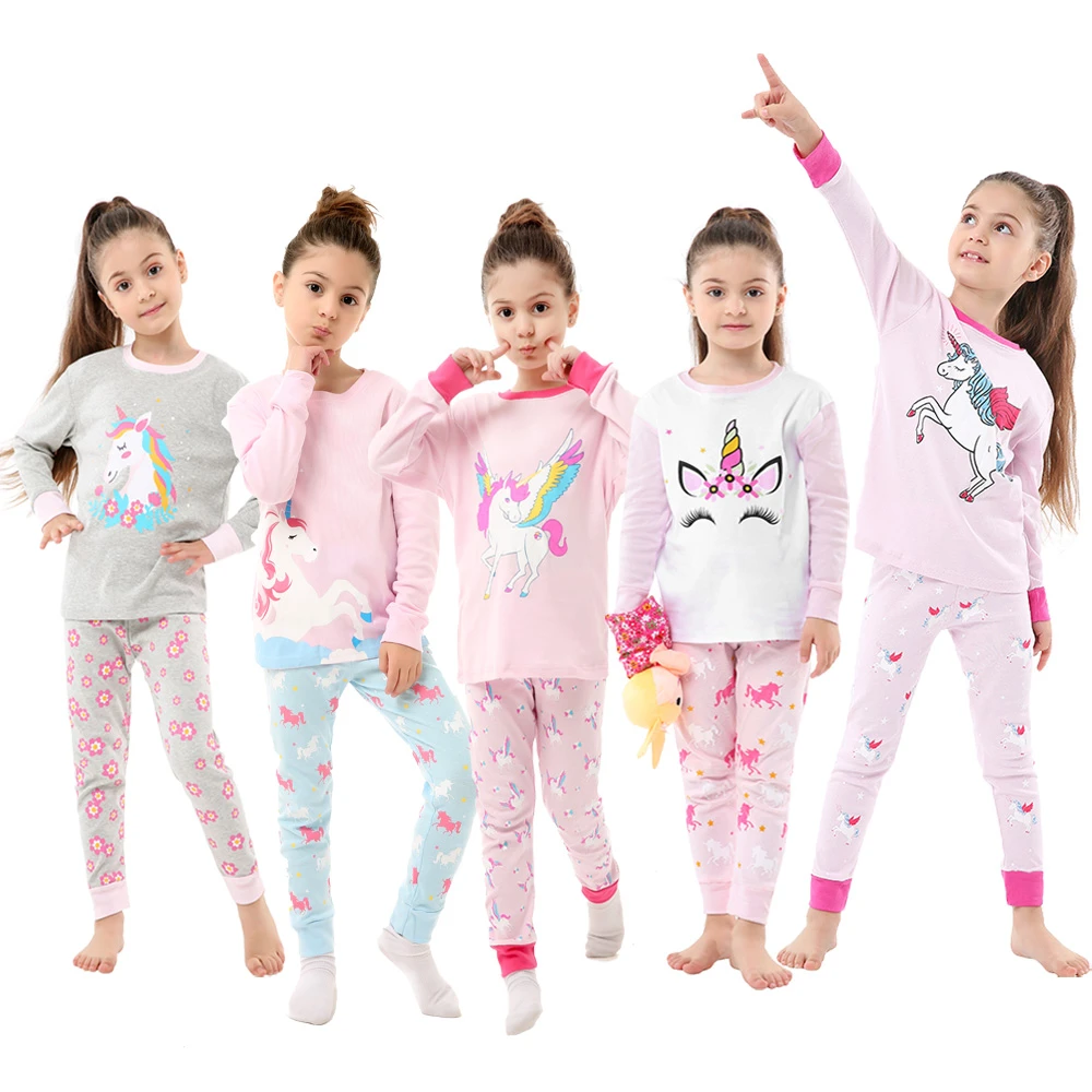 Unicorn Girls Kids Long Sleeve Pyjamas sets Outfit Sleepwear Homewear Age 2-7Y