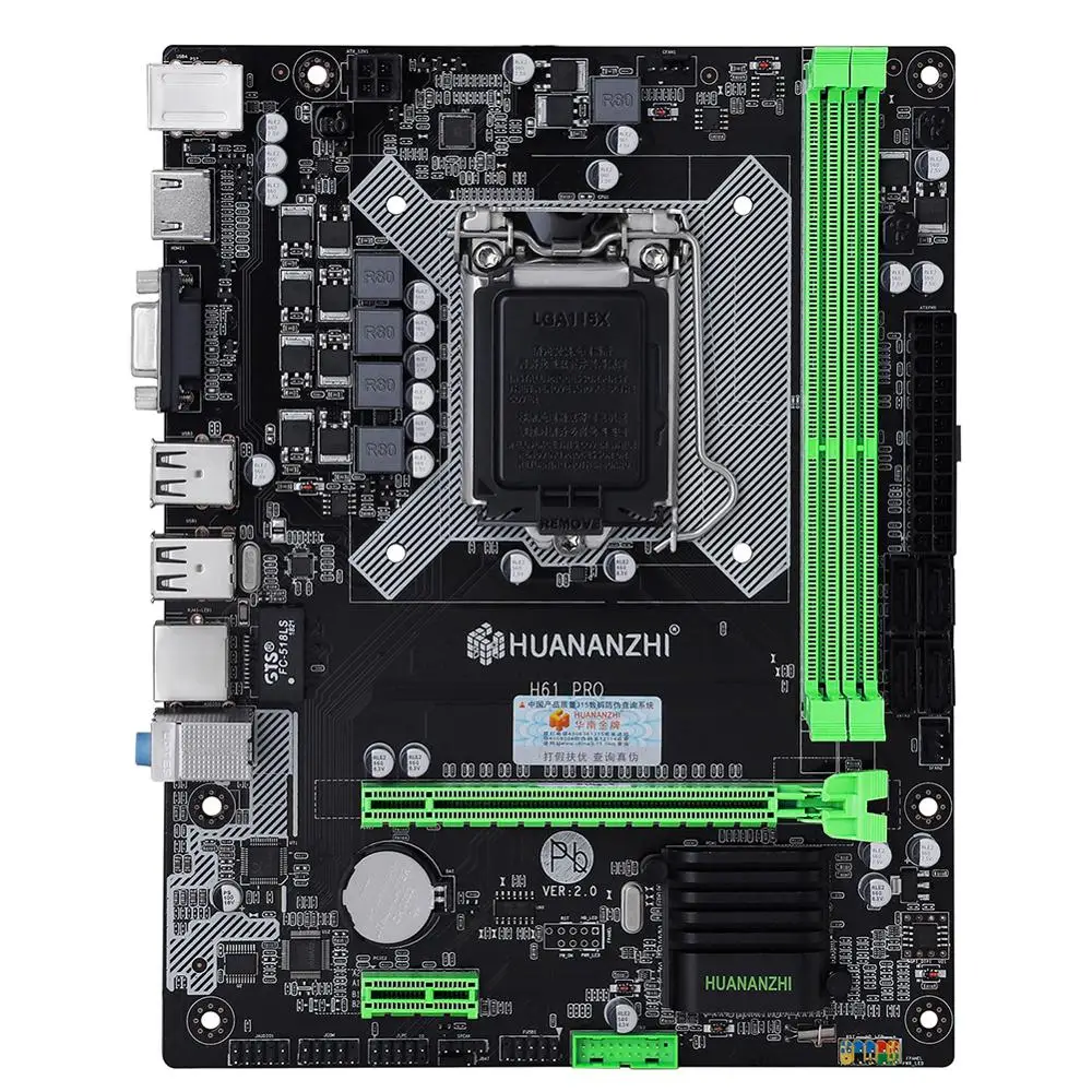 Материнская плата HUANANZHI H61 Pro LGA1155 с VGA HDMI видео выход ОЗУ DDR3 2 канала сделай сам