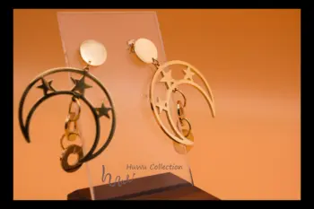 

Women's Big Moon Dangl Earrings with Star for Fashion Urban Chic Amazing Ear Drop for all Outfit Matches from HuWu Unique Design