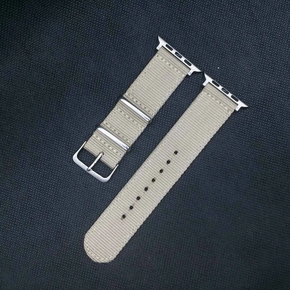 Beige S Ремешок для часов Apple Watch 38 мм 40 мм нейлоновый ремешок для часов Nato для iWatch 5 4 3 2 1 ремешок для часов 42 мм 44 мм браслет на запястье - Цвет ремешка: Beige S