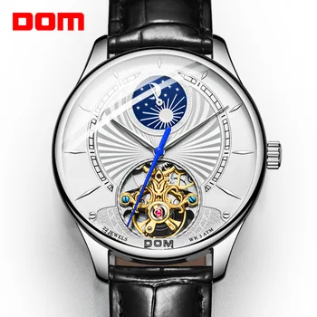 

DOM 2019 New Ultra-thin Creative Men Mechanical Watches Business Waterproof Watch Top Brand Leather Automatic Watch M-1260L-7M