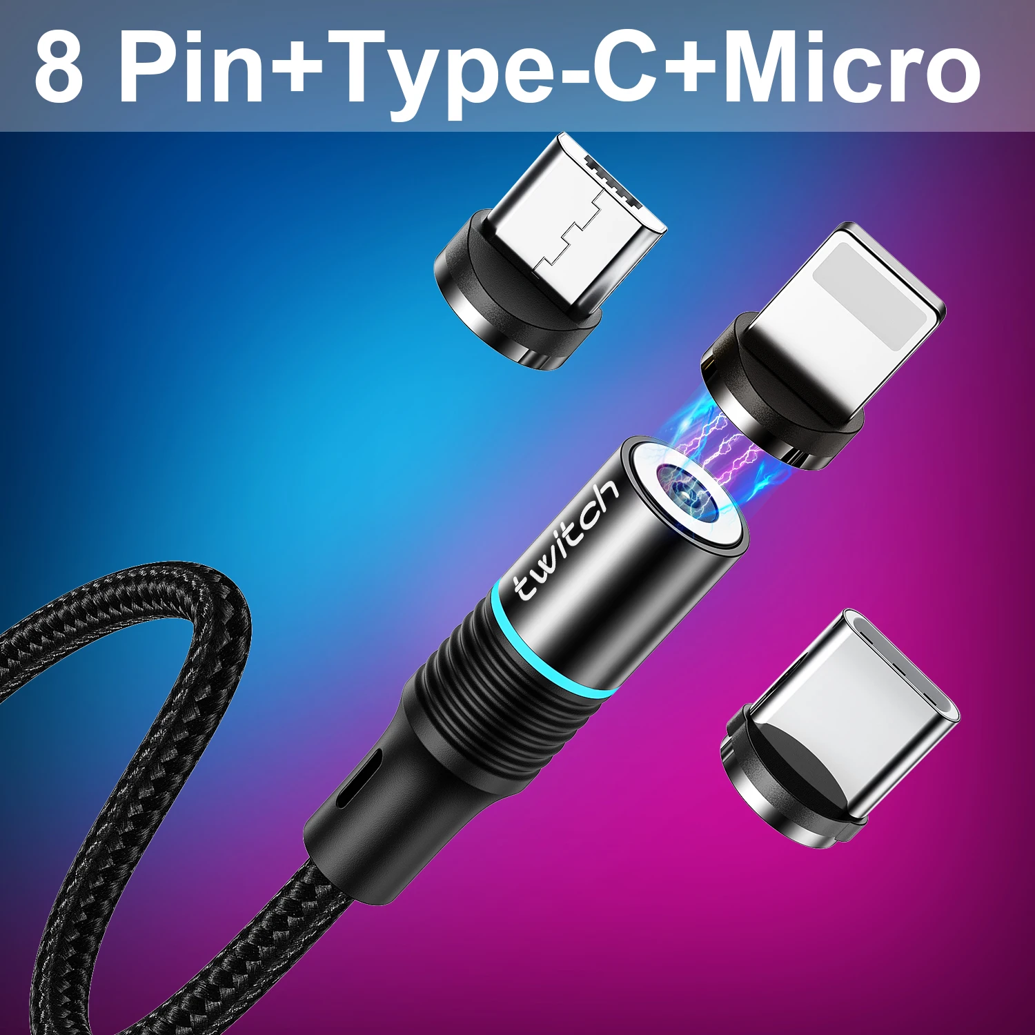 Black 3 in 1 Магнитный Micro USB кабель для iPhone, samsung, Android, для быстрой зарядки мобильных телефонов, кабель usb type-C, магнитный шнур для зарядного устройства - Цвет: Black 3 in 1