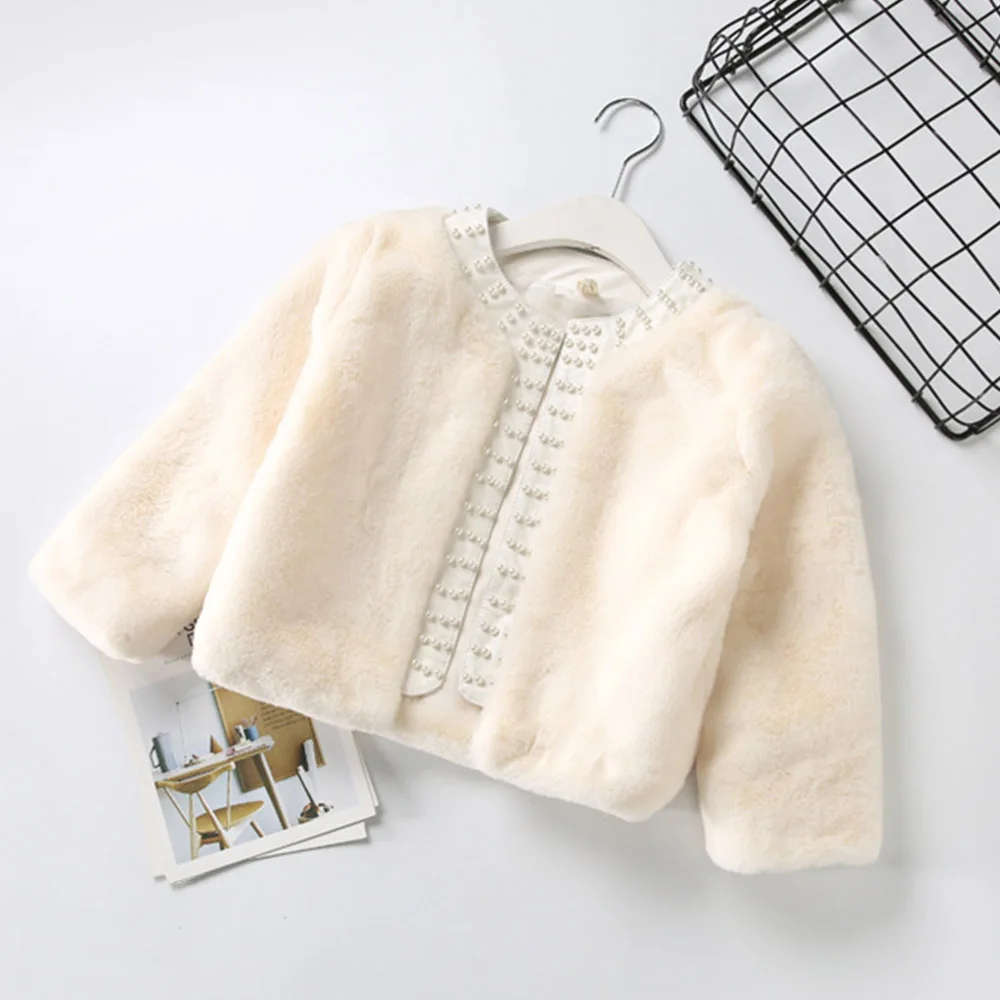 Halilo New Autumn Winter Faux Fur Girls Jackets Solid Color Fashion Children Clothing Christmas Girls Coats Princess Outerwear