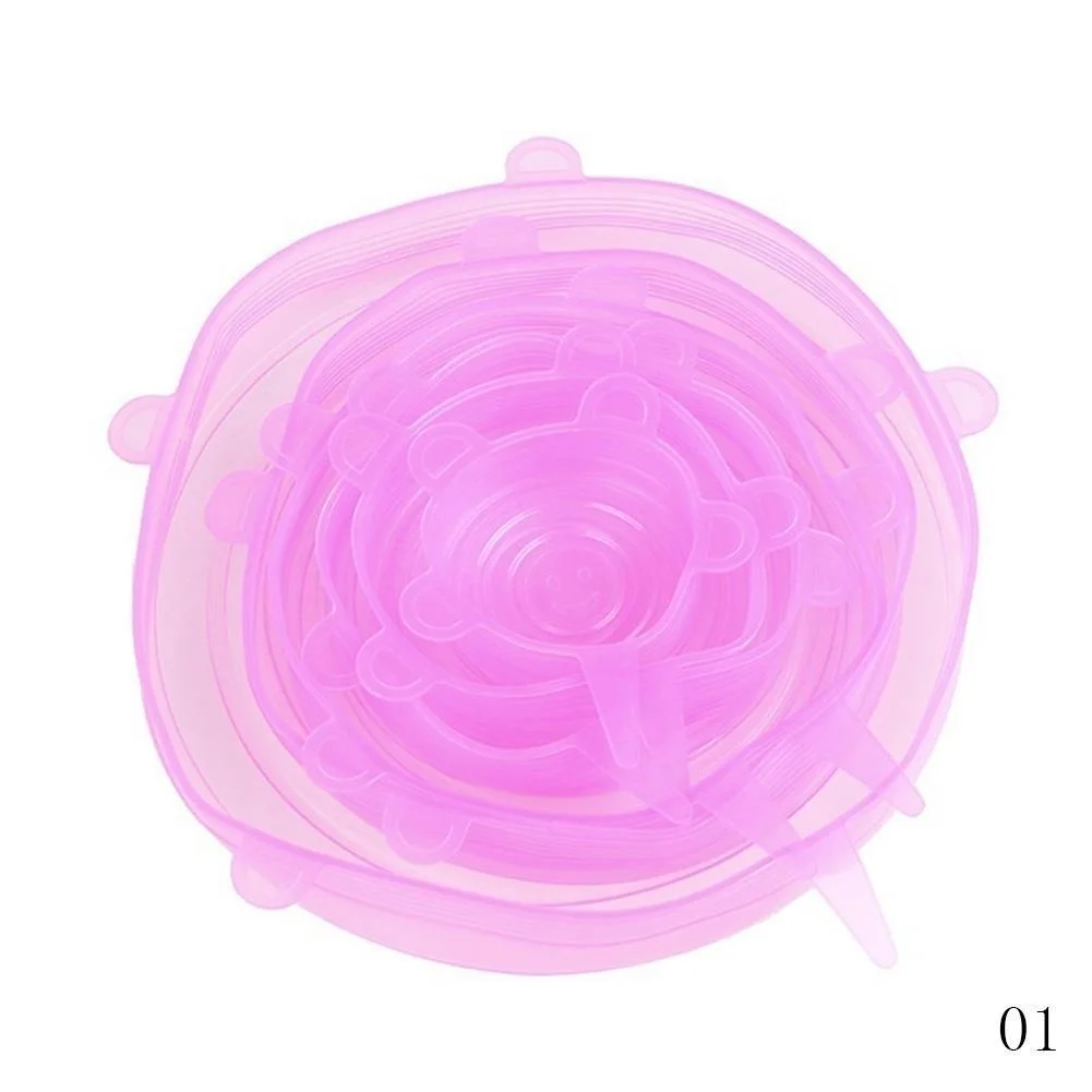pink 6 шт./компл. многоразовые силиконовые Обёрточная бумага Еда свежие Обёрточная бумага Кухня силиконовые инструменты для Еда Обёрточная бумага печать крышка стрейч инструменты - Цвет: pink