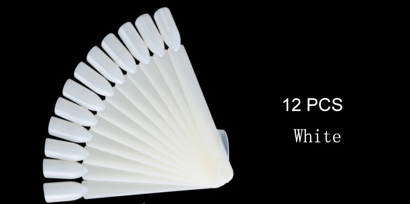 12pcs White 12 В/24 В/32 шт./компл. прозрачные накладные искусственные ногти черные наконечники решетка вентилятора отделениями для карточек и полностью рисунки на ногтях Дисплей практика акриловый маникюр инструменты - Цвет: 12pcs White