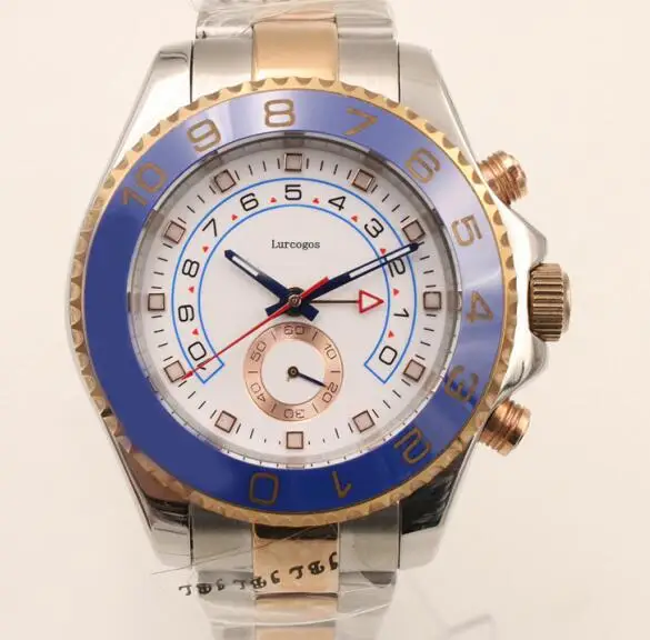 only watch Роскошные наручные часы 44 мм Yacht два тона розовое золото нержавеющая сталь Мужские автоматические механические часы большой циферблат хронограф полный F - Цвет: only watch