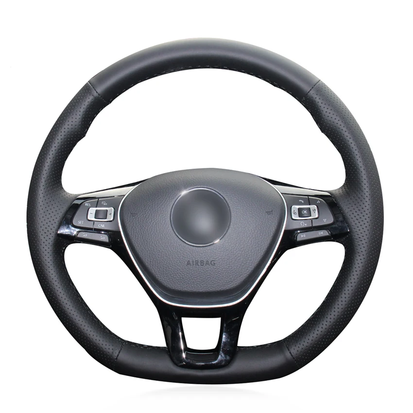 

Black Artificial Leather Steering Wheel Cover for Volkswagen VW Golf 7 Mk7 New Polo Jetta Passat B8 Tiguan Sharan Touran