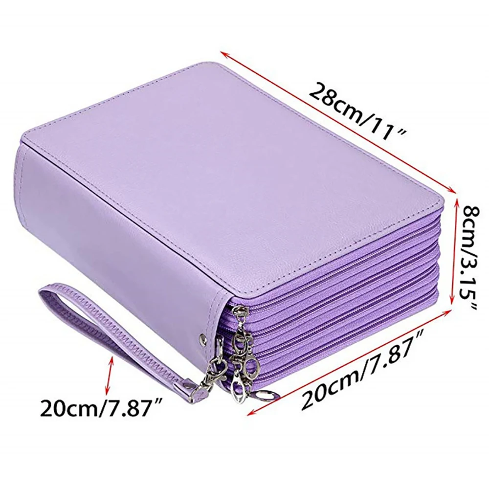 200 Slots Colored Pencil Case Organizer with Zipper PU Leather Large  Capacity Pe