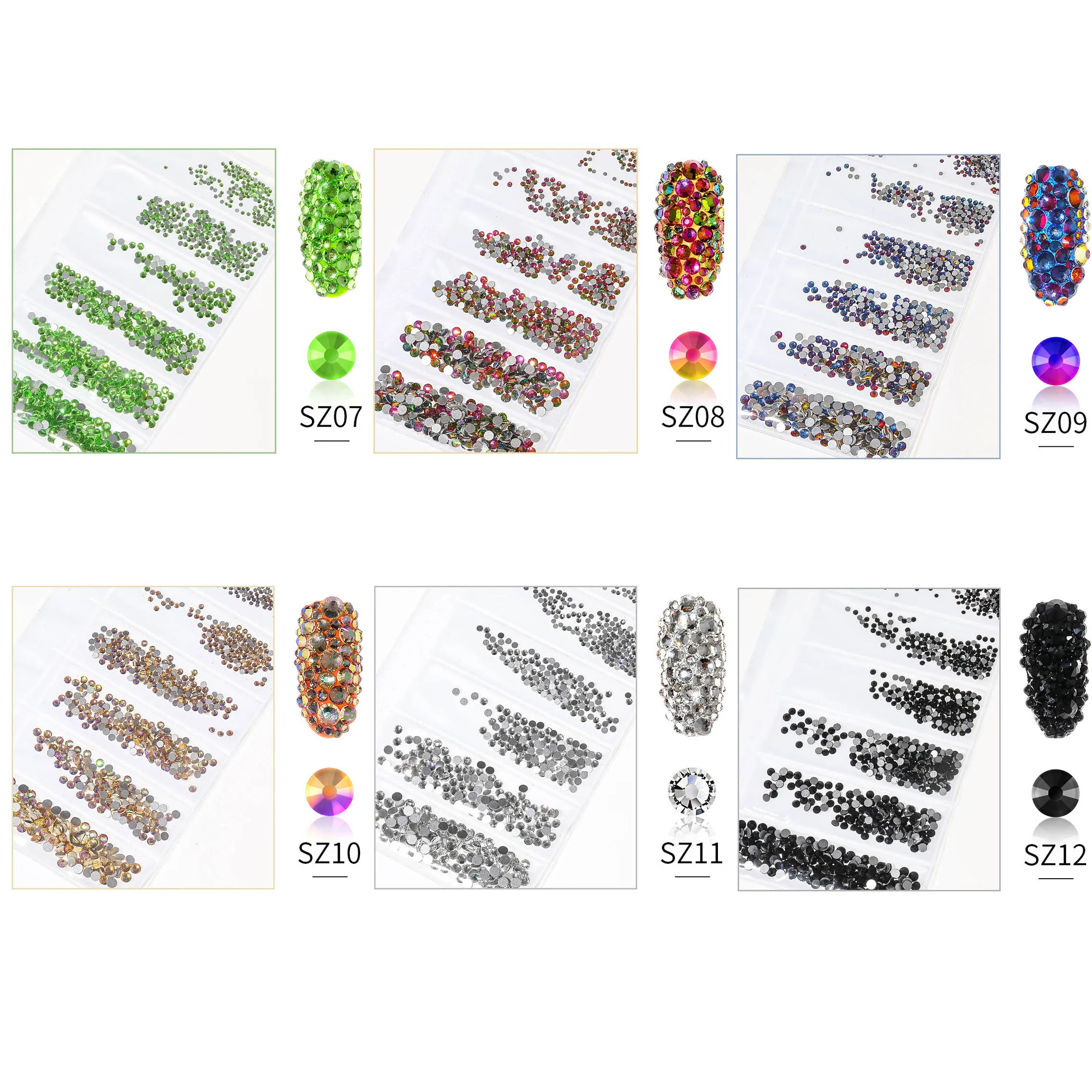 3D голографическая форма бабочки акриловый блеск для ногтей набор хлопьев Стразы украшения DIY порошок круглый дизайн ногтей украшения - Цвет: 1300Z712