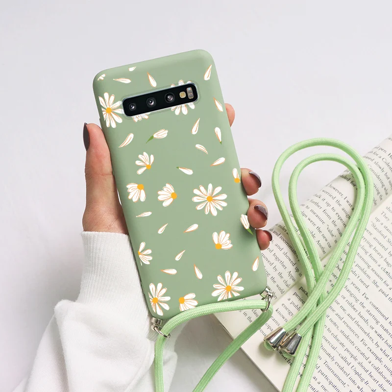 samsung cute phone cover TPU Coque Cases For Samsung S10 Plus On For Samsung S10e S10 G975 F U W Galaxy S10 G973F Rope Chain Necklace Strap Lanyard Cover cute phone cases for samsung 