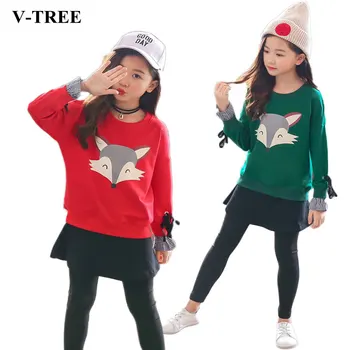 

Autumn Winter Girls Clothing Sets Long Sleeve Sweatshirts+skirt Leggings Clothes Sets For Children Outfits Kids Tracksuits